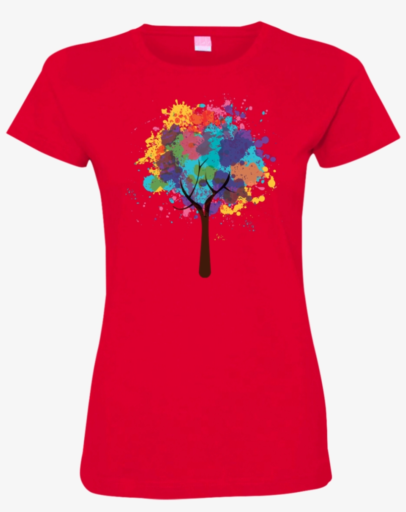 Watercolor Tree Ladies T Shirt - Shirt, transparent png