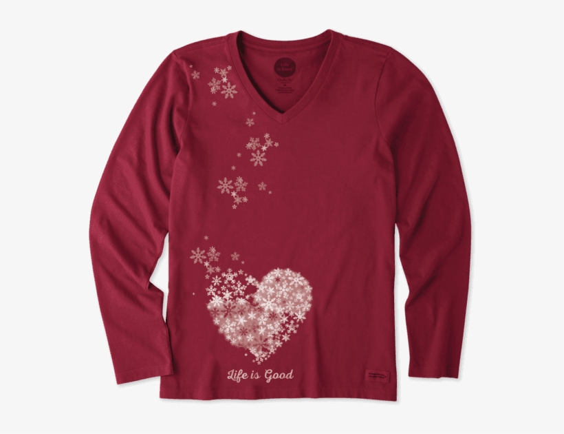 Women's Floating Hearts Long Sleeve Crusher Vee - Life Is Good, transparent png