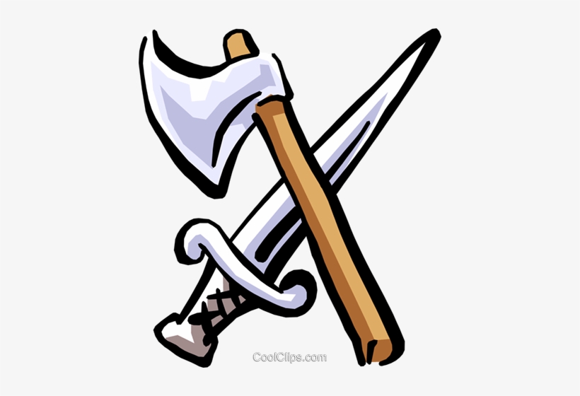 Axe And Sword Royalty Free Vector Clip Art Illustration - Sword And Axe, transparent png