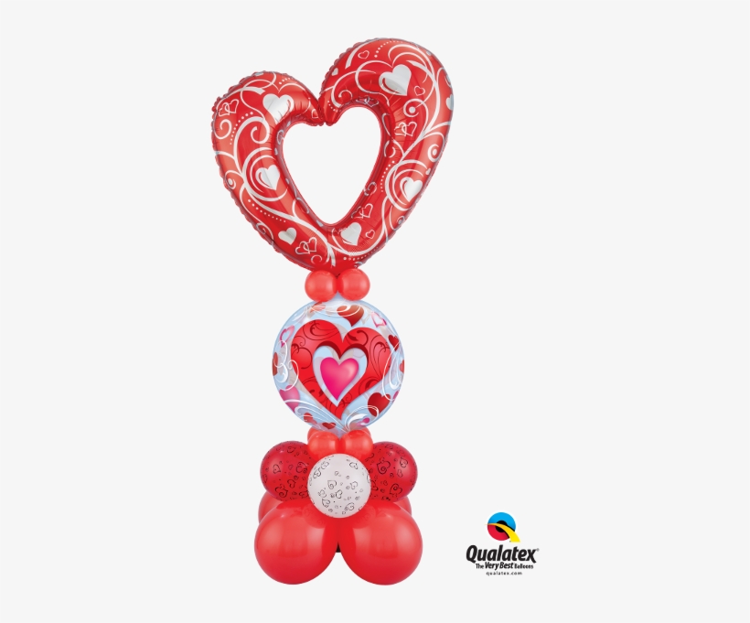 1 Red Hearts & Filigree Bubble Balloon, transparent png