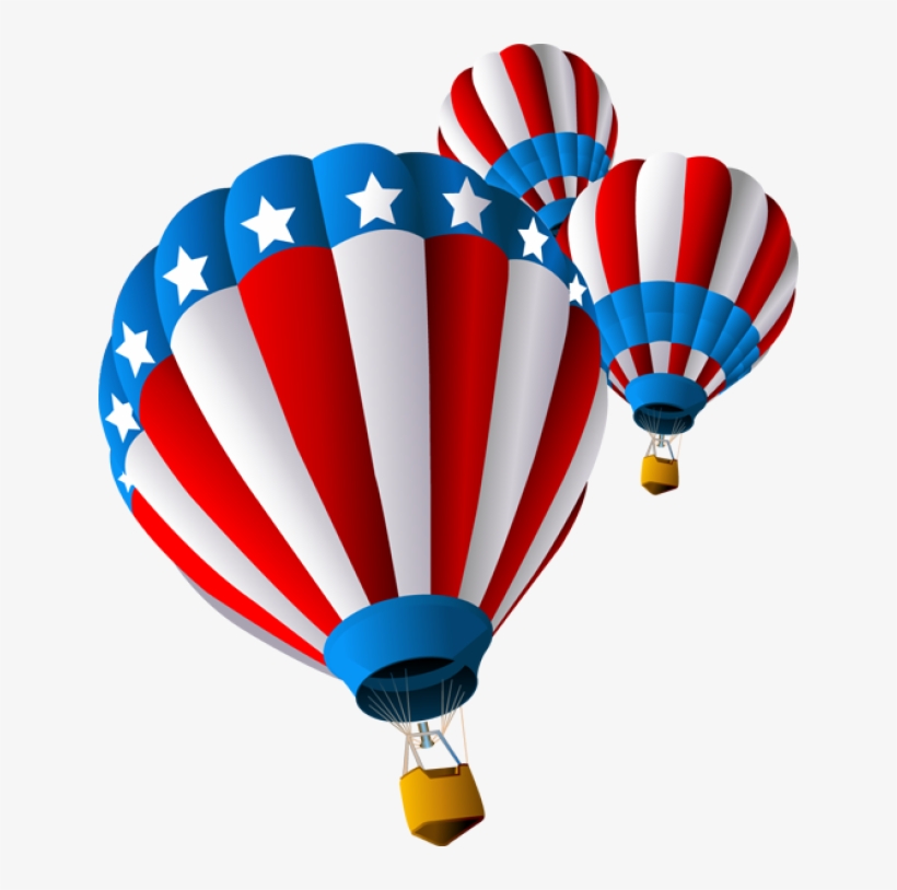 Grab This Free Clip Art And Celebrate This 4th Of July - Usa Air Balloon, transparent png