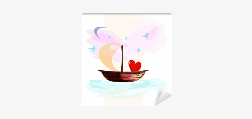 Card With Hearts Floating On A Boat Wall Mural • Pixers® - Boat, transparent png
