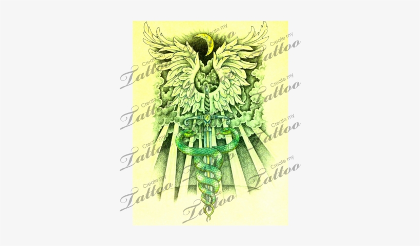 Marketplace Tattoo Caduceus - Illustration, transparent png