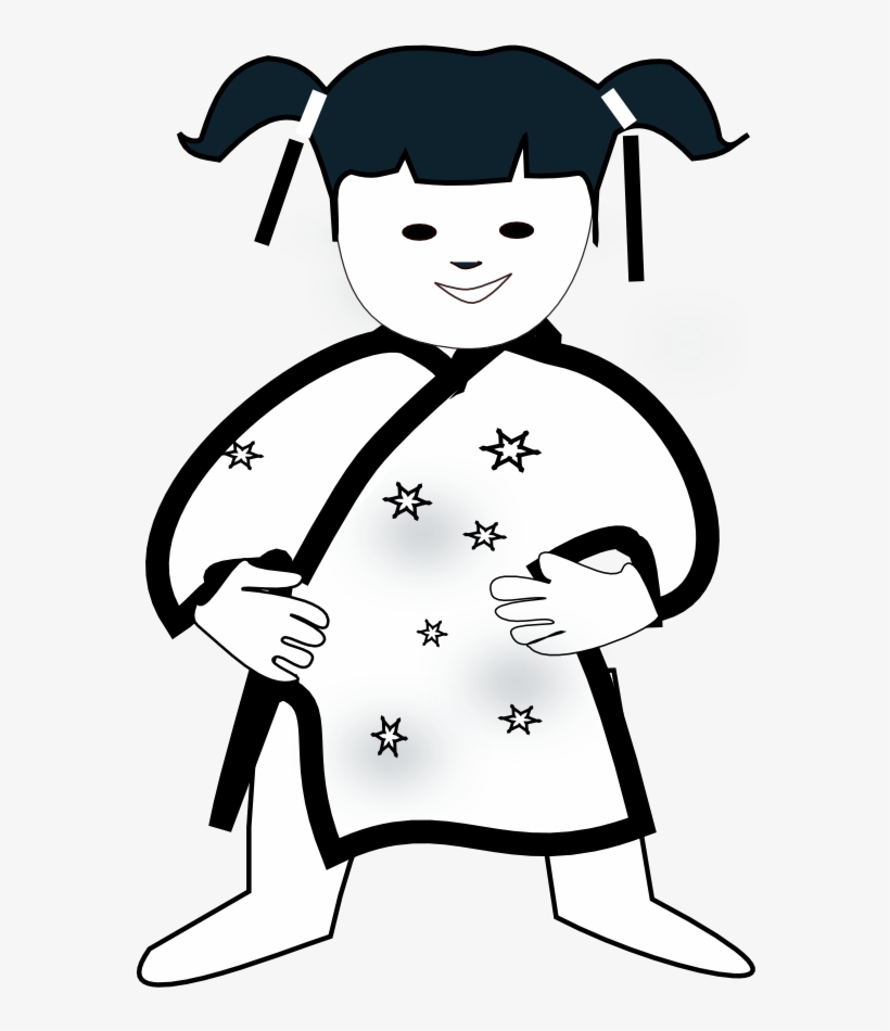 Chinese Girl Icon Black White Clipartist - Chinese Clipart Black And White, transparent png