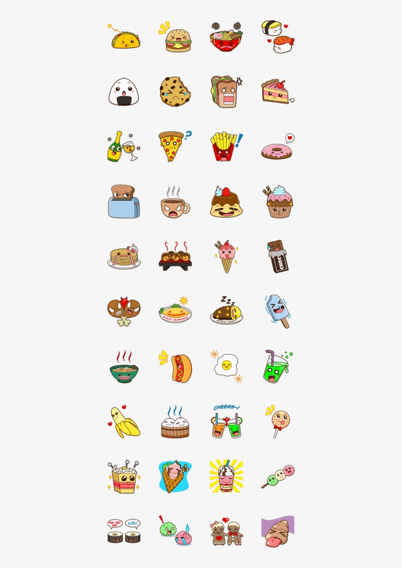 Enjoy This Lovely Food Emoji Set - Food Line Sticker Transparent, transparent png