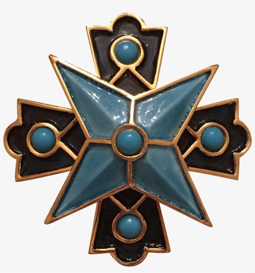 This Is An Unusual Vintage Kenneth Jay Lane Blue Enamel - Cross, transparent png