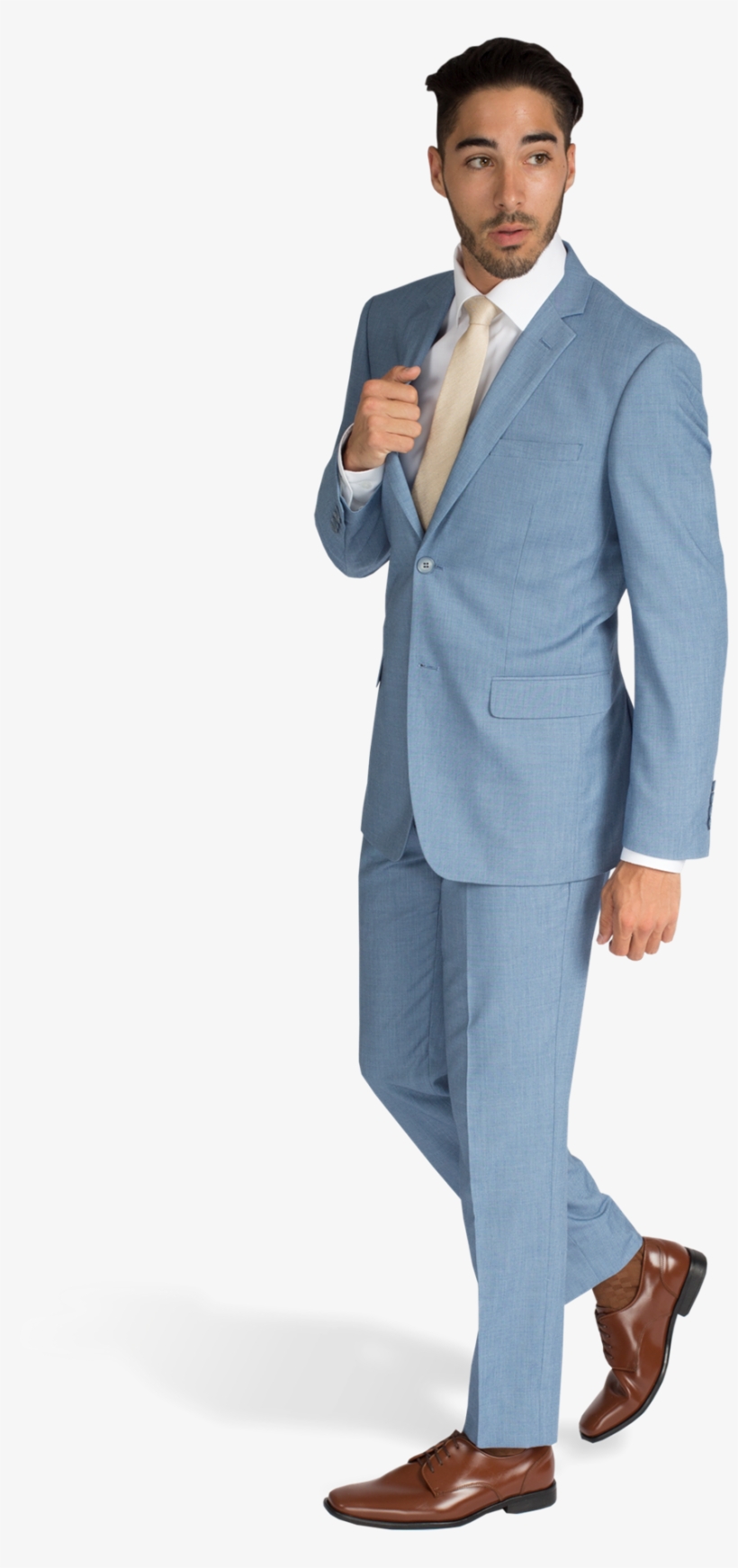 Light Blue Suit Front View Moving - Light Blue Suits With Navy Tie, transparent png