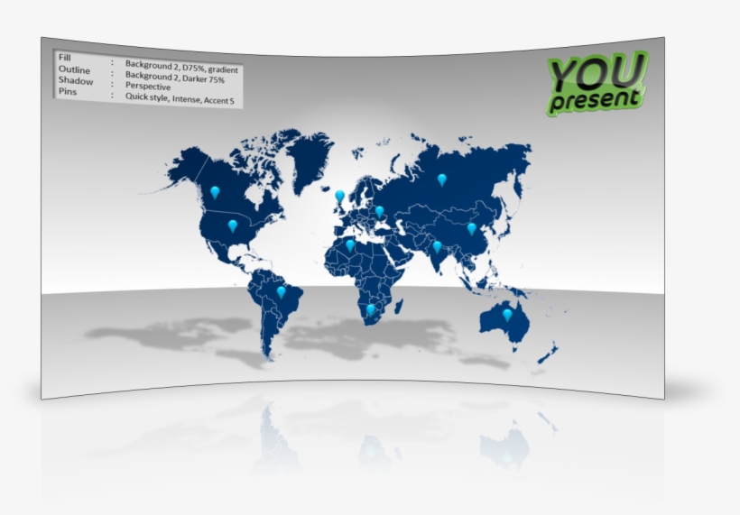 World Map Template For Powerpoint By Youpresent - World Map, transparent png