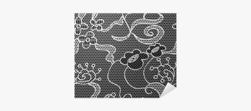Black Lace Vector Fabric Seamless Pattern With Flowers - Textile, transparent png
