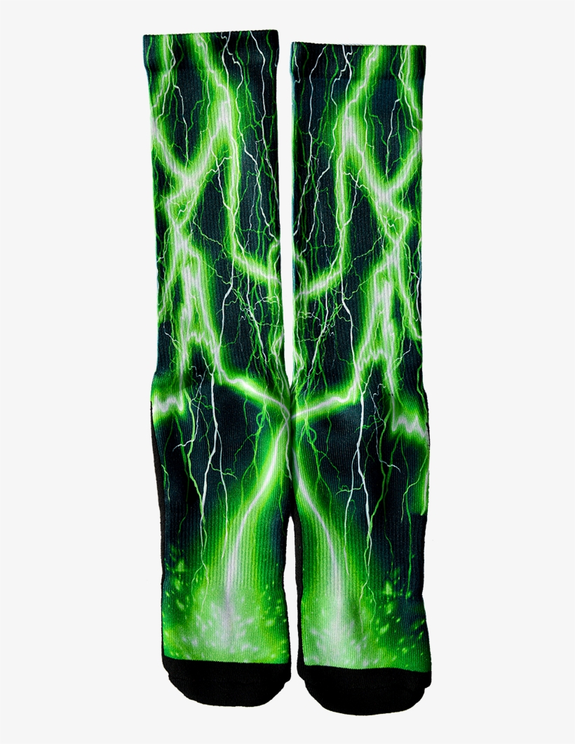 Green Lightning Crew Socks - Sock, transparent png