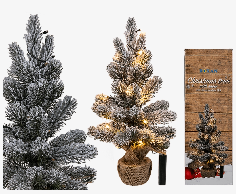 Mini Snowy Christmas Tree With 20 Warm White Led Lights, transparent png
