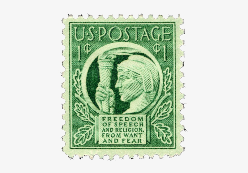 Freedom Of Speech And Religion, From Want And Fear- - 1 Cent Freedom Of Speech Postage Stamp, transparent png