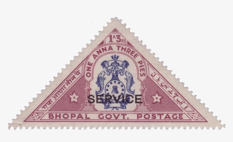 Bhopal Govt Postage - Triangular Stamp Of India, transparent png