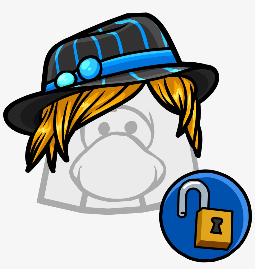 Blue Stripe Fedora Clothing Icon Id 11166 Updated - Club Penguin Optic Headset, transparent png