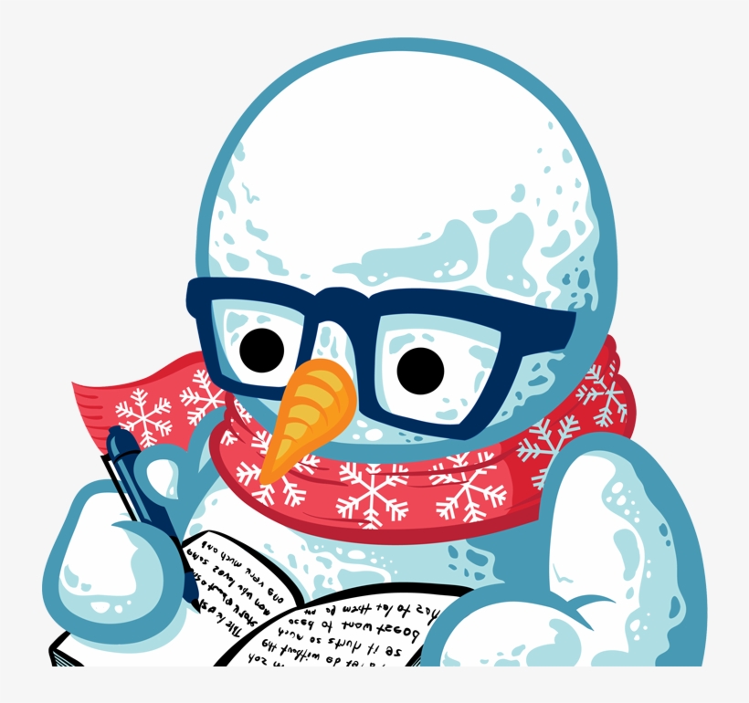Snowman Smaller - Snowman With A Book Png, transparent png