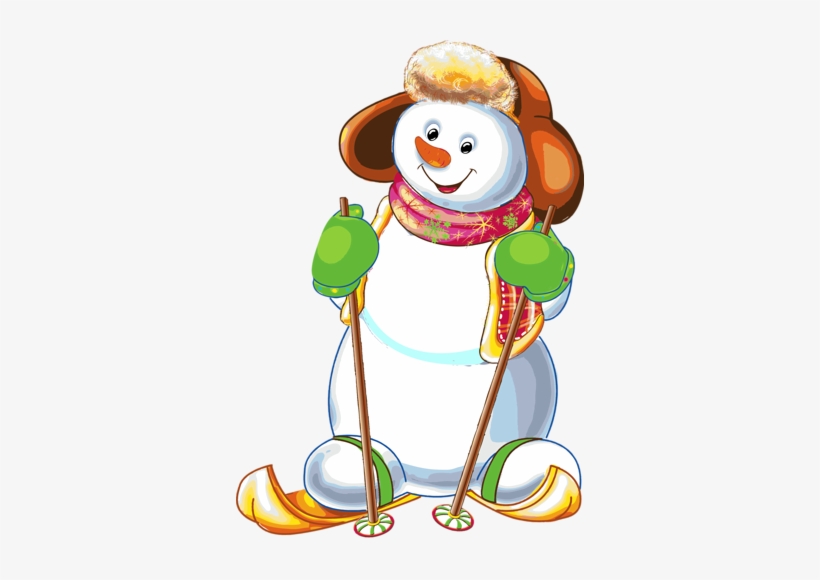 Funny Snowman Skiing On White Background [преобразованный] - Дед Мороз И Снегурочка Вектор, transparent png
