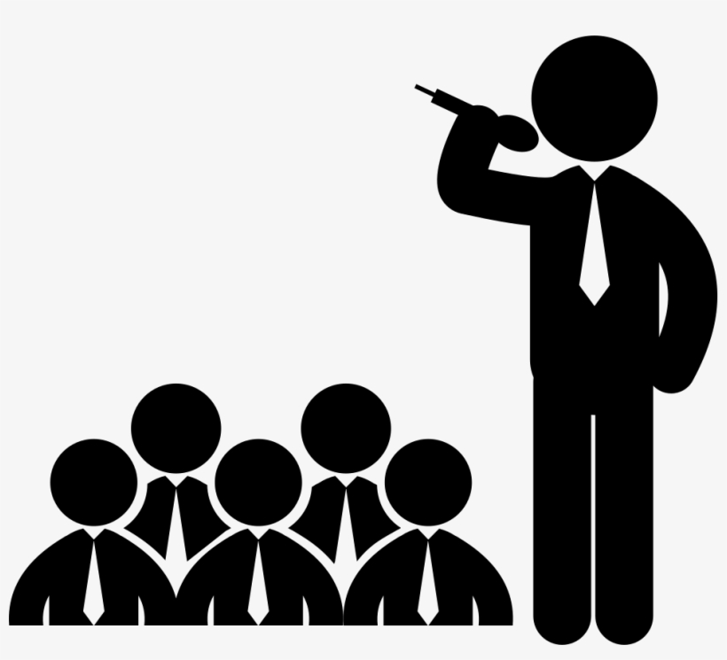 Man Speaking By Microphone To Male Audience Comments - Hablar En Publico Png, transparent png