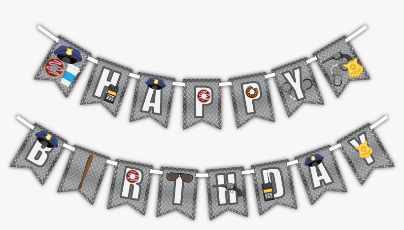 Police Cop "happy Birthday" Party Banner - Emoji Happy Birthday Banner, transparent png