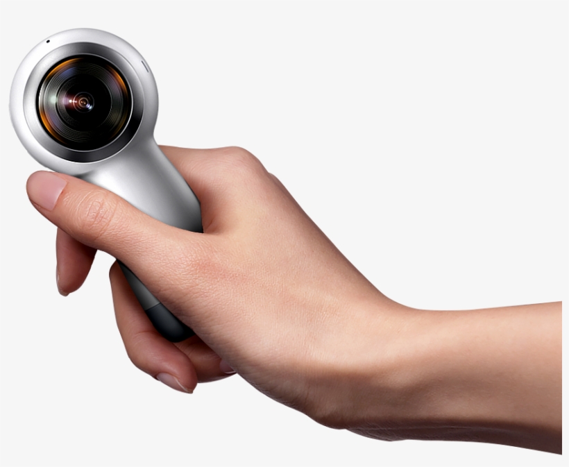 A Hand Holding The New Gear 360 Moves From The Right - Official Samsung Gear 360 2017 4k Vr Camera, transparent png