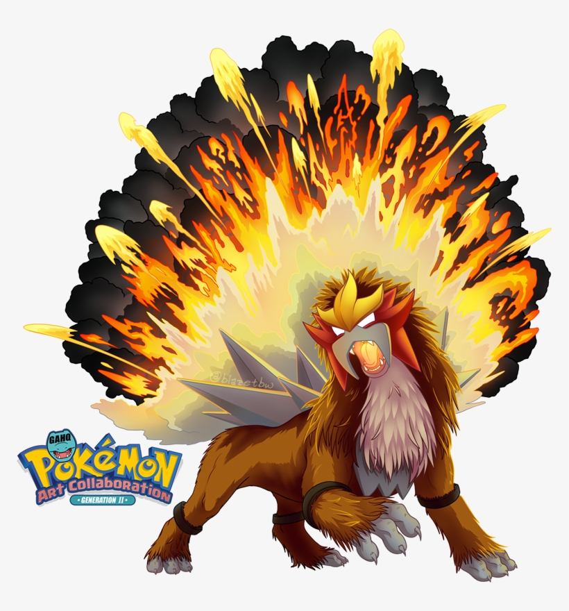 #244 Entei Used Eruption And Sacred Fire In The Game - Digital Art, transparent png