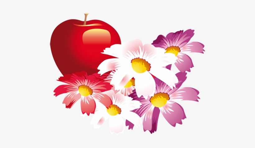 Vinilo Decorativo Manzana Y Flores - Apple And Flower Png, transparent png