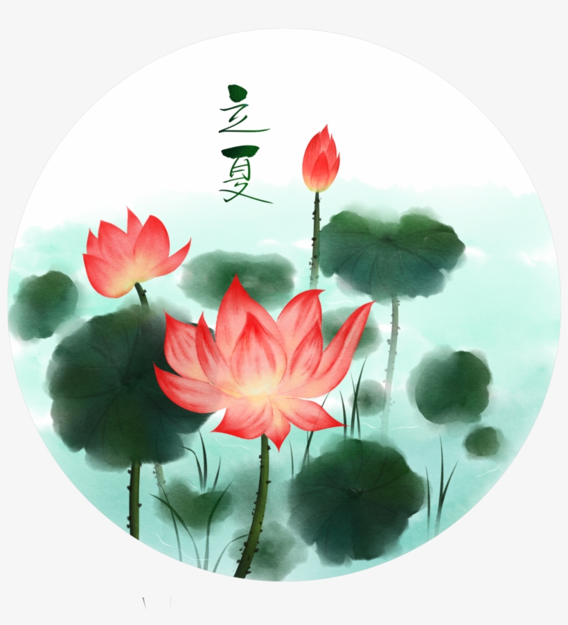 Xiuqi Chinese Painting Lotus Twenty Four Festival Elements - Watercolor Painting, transparent png
