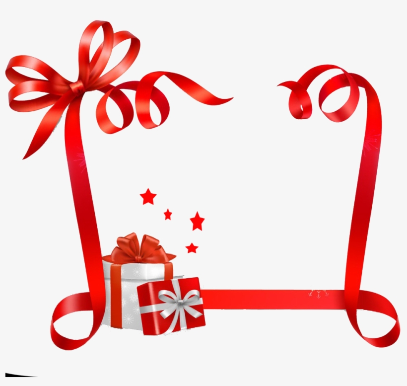 Download Transparent Paper Christmas Name Tag Ribbon Sticker - Gift Box