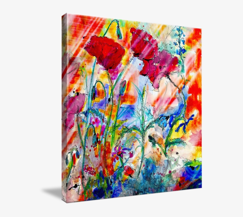 "flowers Are Where Happiness Lives By Ginette" By Ginette - Colorful Red Poppy Bag Original Art By Ginette, Women's,, transparent png