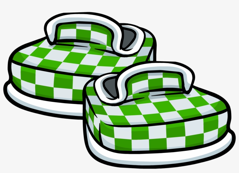 Green Checkered Shoes - Club Penguin Green Shoes, transparent png