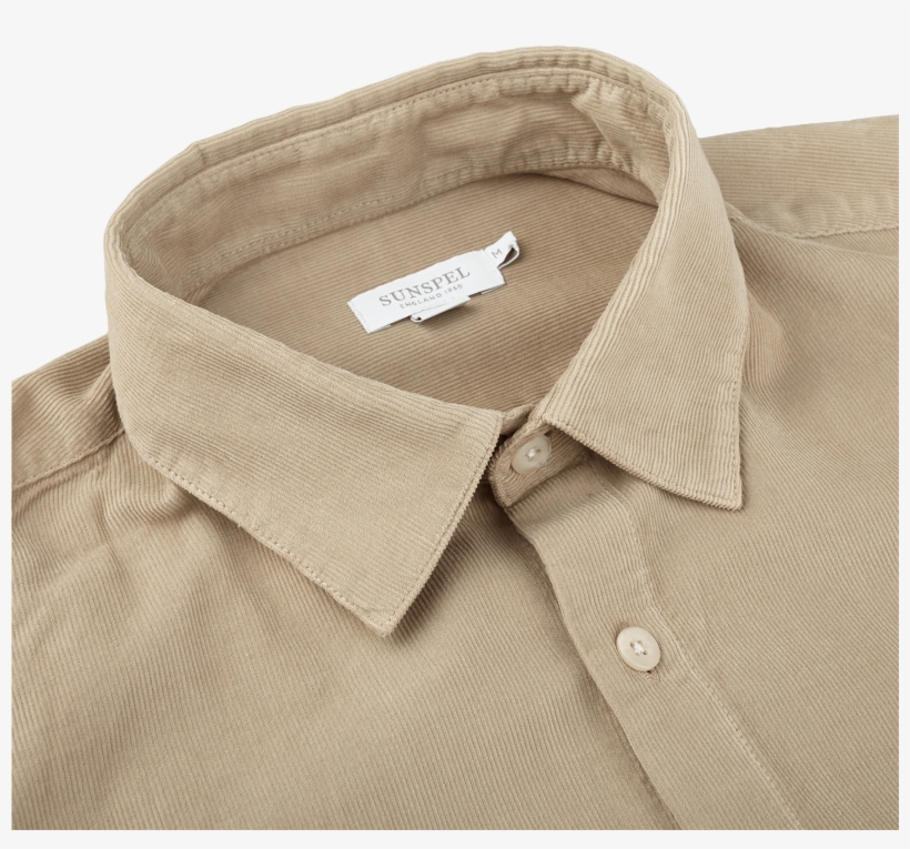 Sunspel Stone Beige Corduroy Shirt Collar - Shirt, transparent png