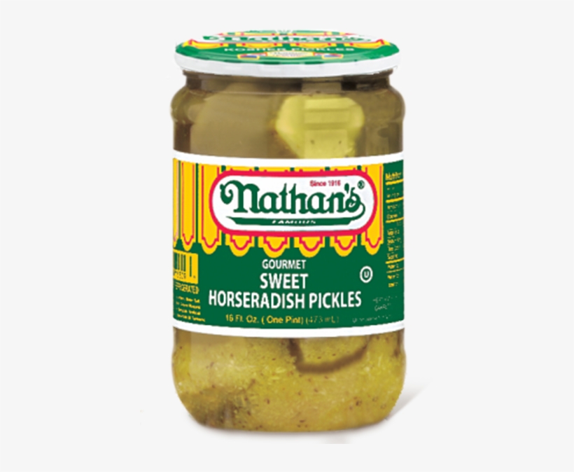Nathan's Gourmet Sweet Horseradish Pickles - Nathan's Hot Dogs, transparent png