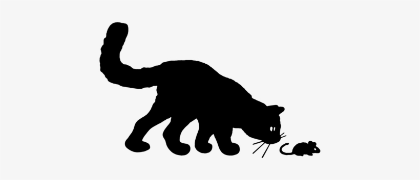 Cat, Mouse, The Silhouette, Hunt - Cat And Mouse Silhouette, transparent png