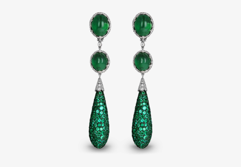 Description - Emerald Pave Drop Earrings, transparent png
