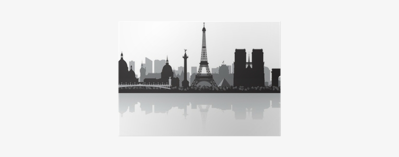 Paris France City Skyline Silhouette Poster • Pixers® - Paris Skyline Silhouette Png, transparent png