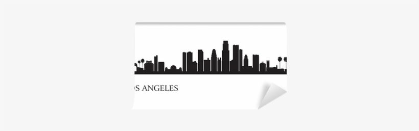 Los Angeles City Skyline Silhouette Background Wall - Buildings Black And White Clipart, transparent png