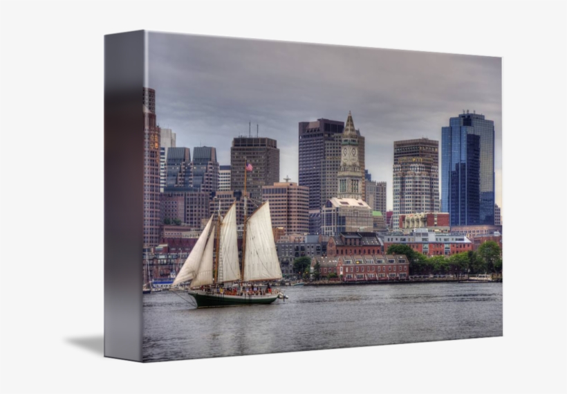 "boston Skyline And Tall Ship Sailing On The Harbor" - Boston, transparent png