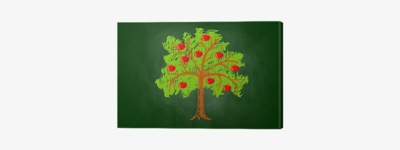 Apple Tree Drawing On Blackboard Canvas Print • Pixers® - Drawing, transparent png