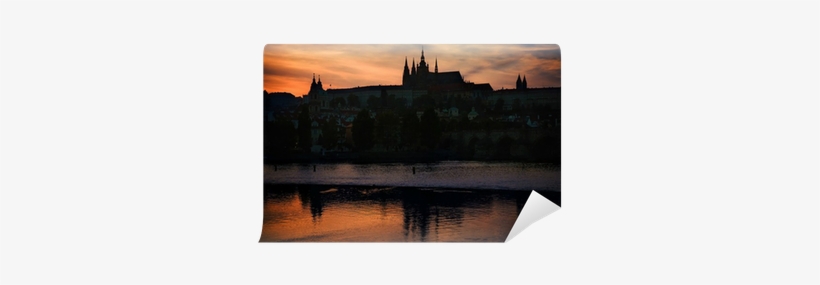 Prague Castle Silhouette At Sunset Light Wall Mural - Praha, transparent png