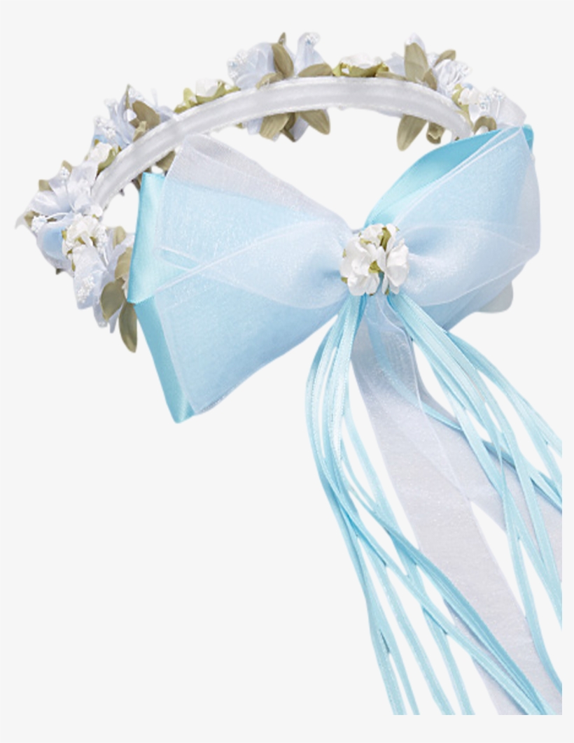 Light Blue Floral Crown Wreath Handmade With Silk Flowers, - Satin, transparent png