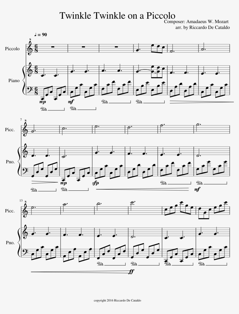 Twinkle Twinkle On A Piccolo Sheet Music Composed By - Beatles Across The Universe Sheet Music, transparent png