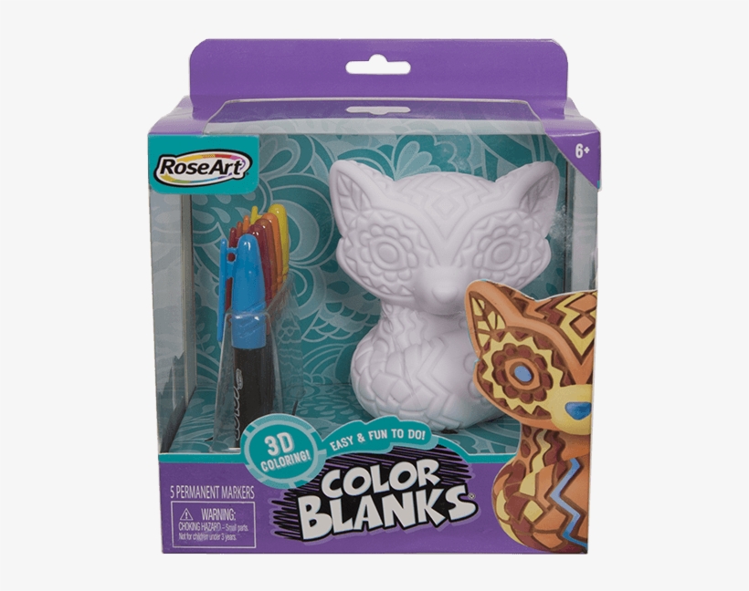 Color Blanks 3d Coloring Fox - Roseart Color Blanks Present-head, transparent png