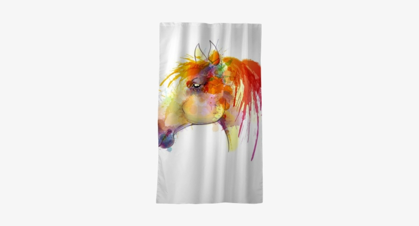 Horse Head Watercolor Painting Blackout Window Curtain - Curtain, transparent png