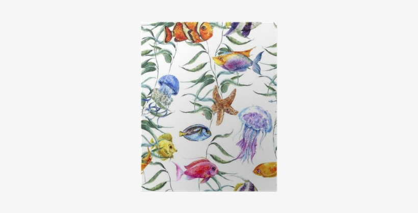 Watercolor Sea Life Seamless Pattern, Underwater Watercolor - Poster: Kurakina's Watercolor Sea Life Seamless Pattern,, transparent png
