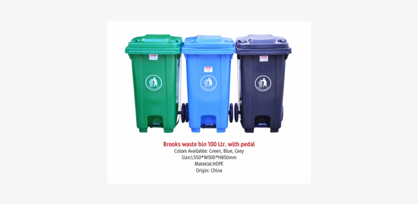 Garbage Bin 100 Liter With Pedal - Waste Container, transparent png