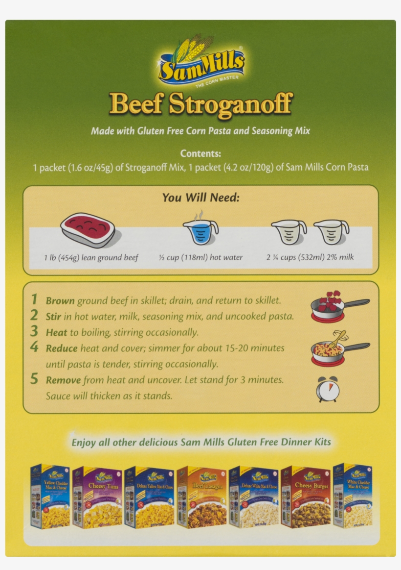 Sam Mills Beef Stroganoff Made With Gluten Free Corn - Sam Mills Beef Stroganoff, 5.8 Oz, (pack, transparent png
