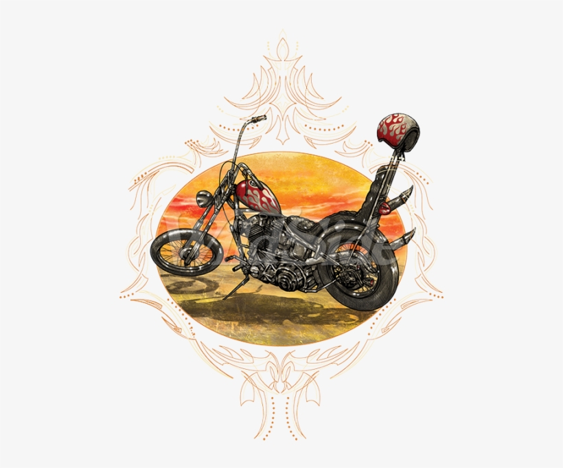 Chopper With Red Flames - Illustration, transparent png