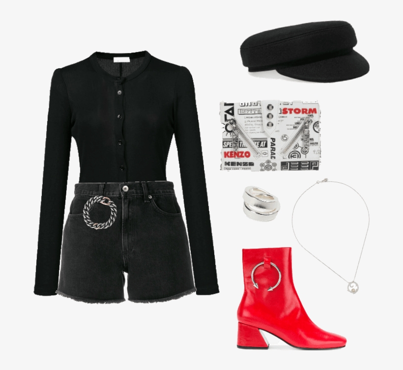 Red Flames - Kenzo Women's Kalifornia Wallet On A Chain - White, transparent png