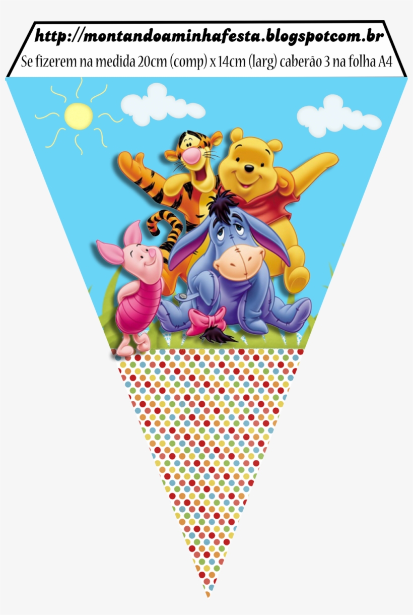 Bandeirola Pooh - 1/4 Sheet Winnie The Pooh Characters Edible Frosting, transparent png