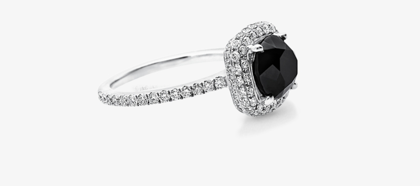Black Diamond Halo Engagement Ring - Black Diamond Silver Ring For Girls, transparent png
