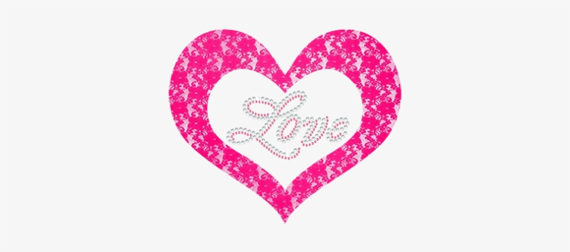 Love Hearts With Lace & Rhinestone Materials - Heart, transparent png